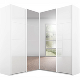 Lema 181cm 4 Door Corner Sliding Wardrobe with 2 Glass Doors and 2 Mirror Doors - Pendle Village Furniture